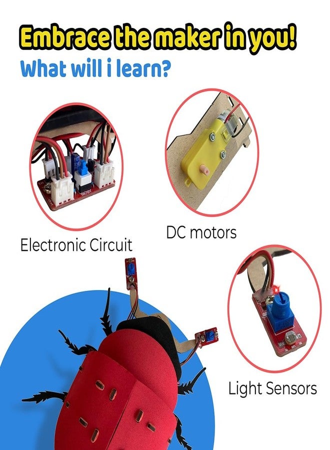 MakerVerse LumoBug | Light Sensor Robot | DIY Robotic Kit | Bio-Inspired STEM Science Project for Kids Aged 8,9,10,11,12,13,14 | Learn Sensors & Robotics for Boys & Girls - Image 4